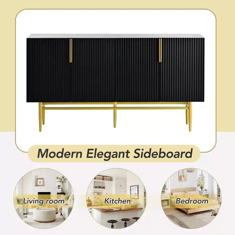 Madia moderna, Credenza con maniglie e gambe in metallo-ModernLuxe