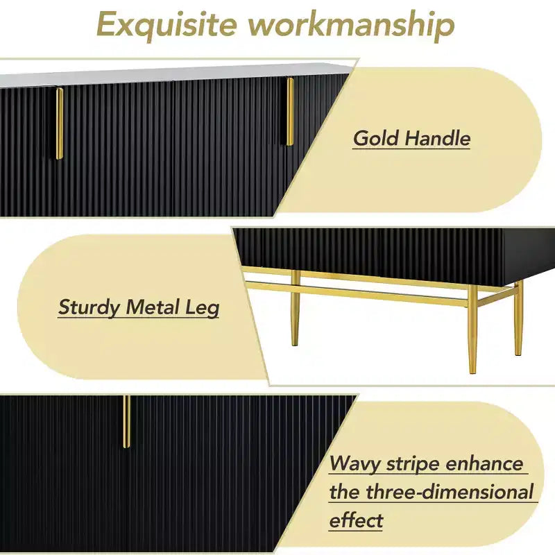 Madia moderna, Credenza con maniglie e gambe in metallo-ModernLuxe