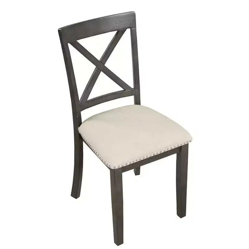 Set da pranzo da 5 pezzi con tavolo in legno massello e 4 sedie, grigio - ModernLuxe
