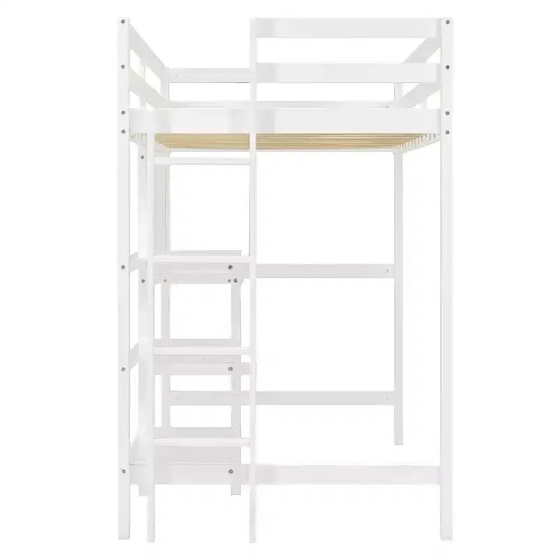 Letto a soppalco in legno con scaffali, scrivania e lavagna - ModernLuxe