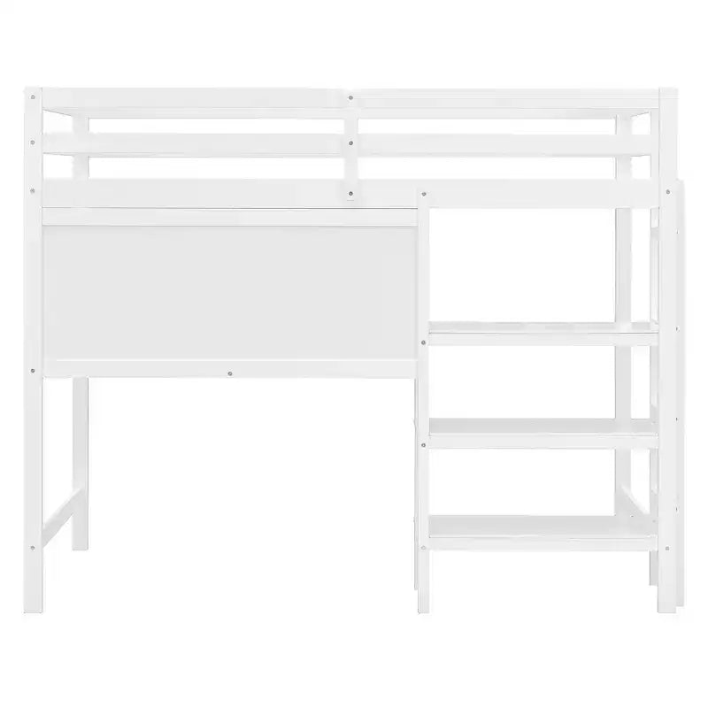 Letto a soppalco in legno con scaffali, scrivania e lavagna - ModernLuxe