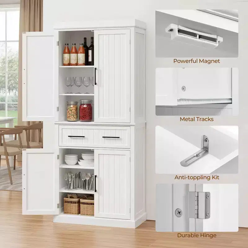 Yaheetech Armadio dispensa da cucina alto 184 cm con ripiani regolabili per cucina e sala da pranzo