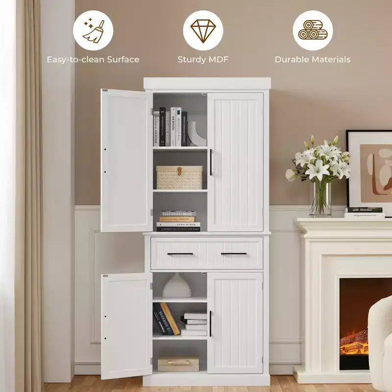 Yaheetech Armadio dispensa da cucina alto 184 cm con ripiani regolabili per cucina e sala da pranzo