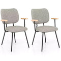 Costway Set of 2 Modern Linen Fabric Dining Chairs Padded Kitchen Accent Armchair Grey/Orange