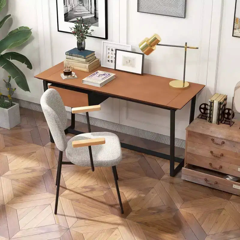 Costway Set di 2 Sedie da Pranzo Moderne in Lino, Imbottite, Poltrone da Cucina con Braccioli Grigio/Arancione
