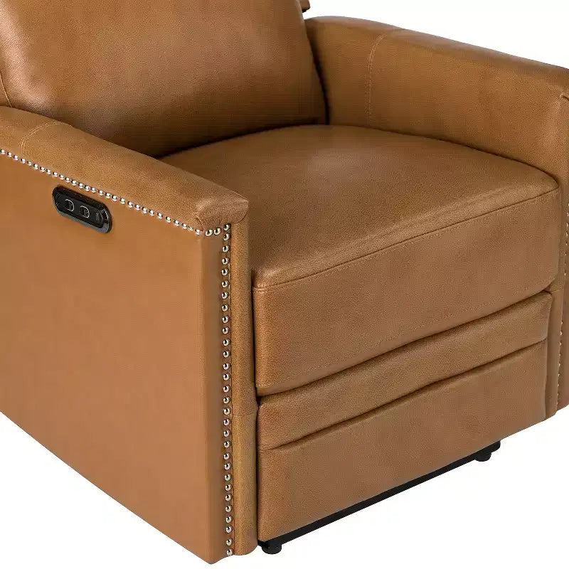 Poltrona reclinabile elettrica in vera pelle Ottfried| ART OF LIVING DESIGNS