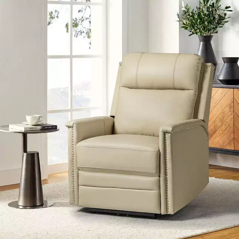 Poltrona reclinabile elettrica in vera pelle Ottfried| ART OF LIVING DESIGNS