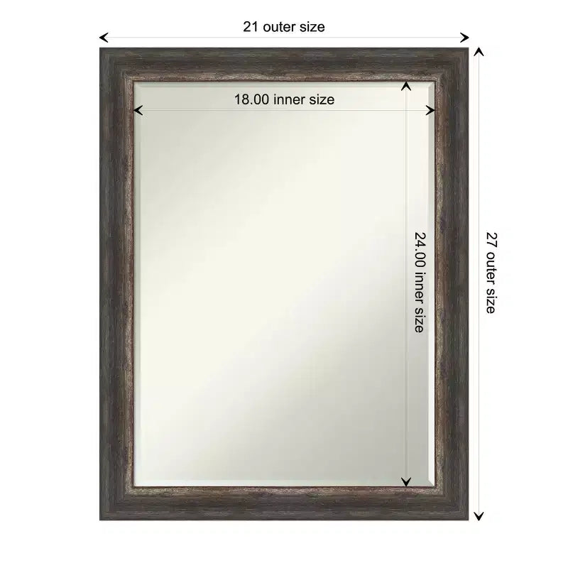 Specchio da Parete da Bagno Amanti Art Bark Rustico Stretto Piccolo Smussato 27,5 x 21,5 pollici