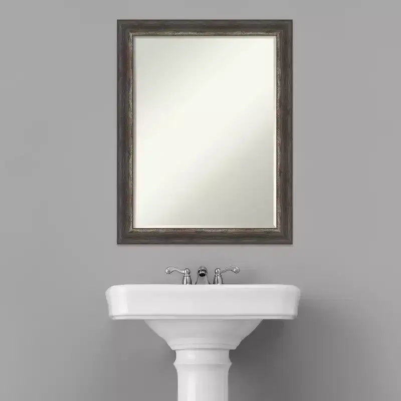Specchio da Parete da Bagno Amanti Art Bark Rustico Stretto Piccolo Smussato 27,5 x 21,5 pollici