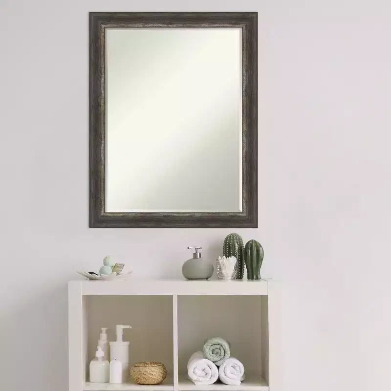 Specchio da Parete da Bagno Amanti Art Bark Rustico Stretto Piccolo Smussato 27,5 x 21,5 pollici