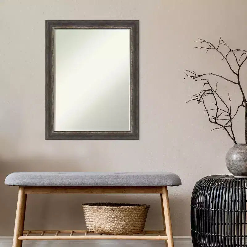 Specchio da Parete da Bagno Amanti Art Bark Rustico Stretto Piccolo Smussato 27,5 x 21,5 pollici