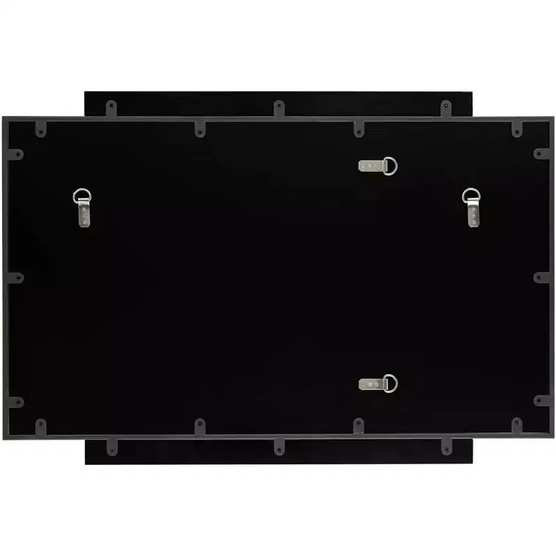 Specchio da parete decorativo rettangolare Noble Park Gareth, moderno, con bordo smussato, cornice in metallo nero e legno, 27" di larghezza, per bagno, camera da letto, casa