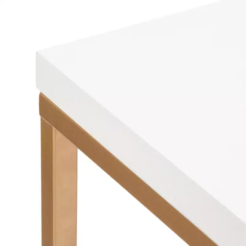 Tavolo da pub rettangolare Kate and Laurel Truss in MDF, 42x24x36, bianco e oro