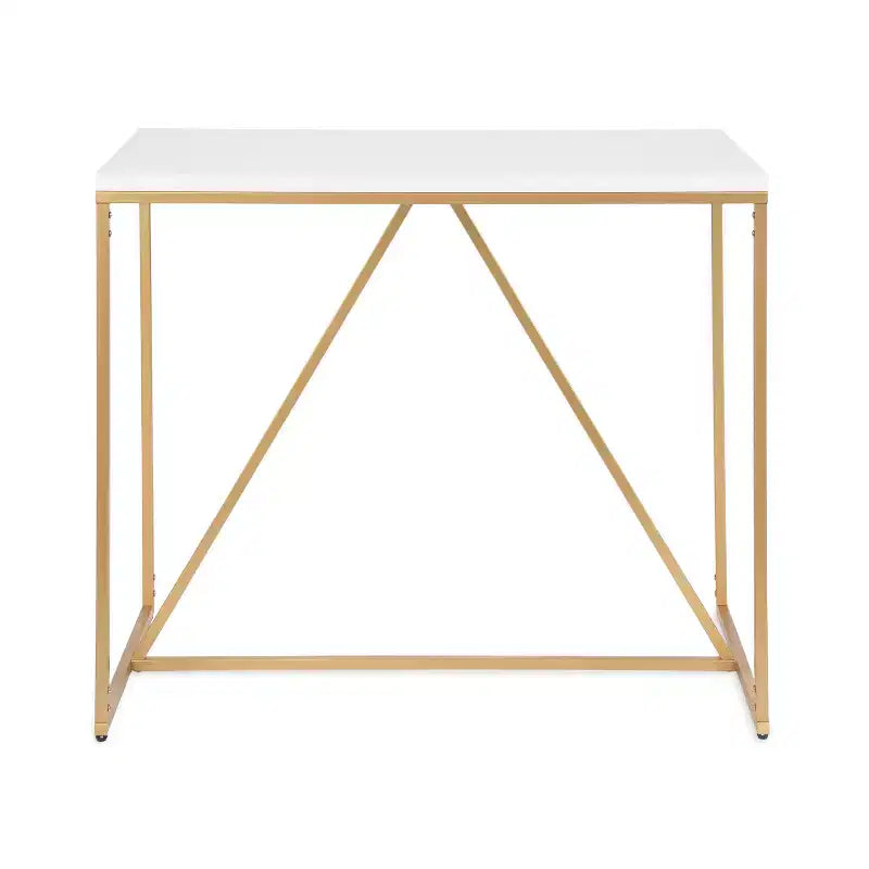 Tavolo da pub rettangolare Kate and Laurel Truss in MDF, 42x24x36, bianco e oro