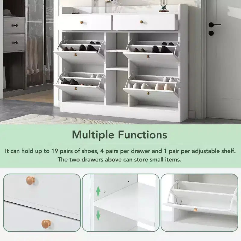 Scarpiera moderna multifunzionale con 4 cassetti a ribalta - ModernLuxe