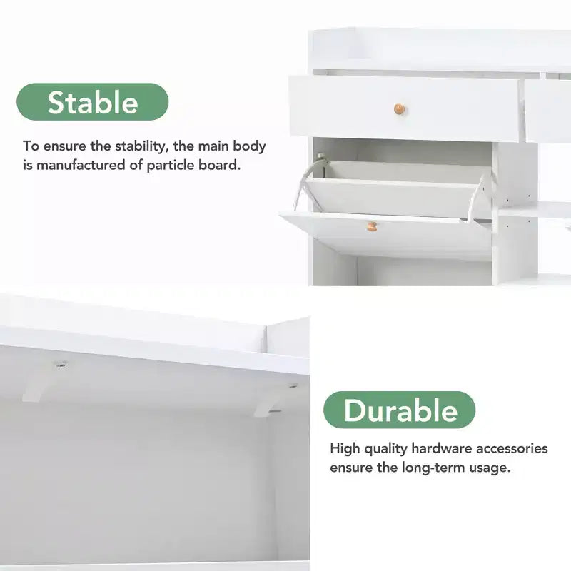 Scarpiera moderna multifunzionale con 4 cassetti a ribalta - ModernLuxe