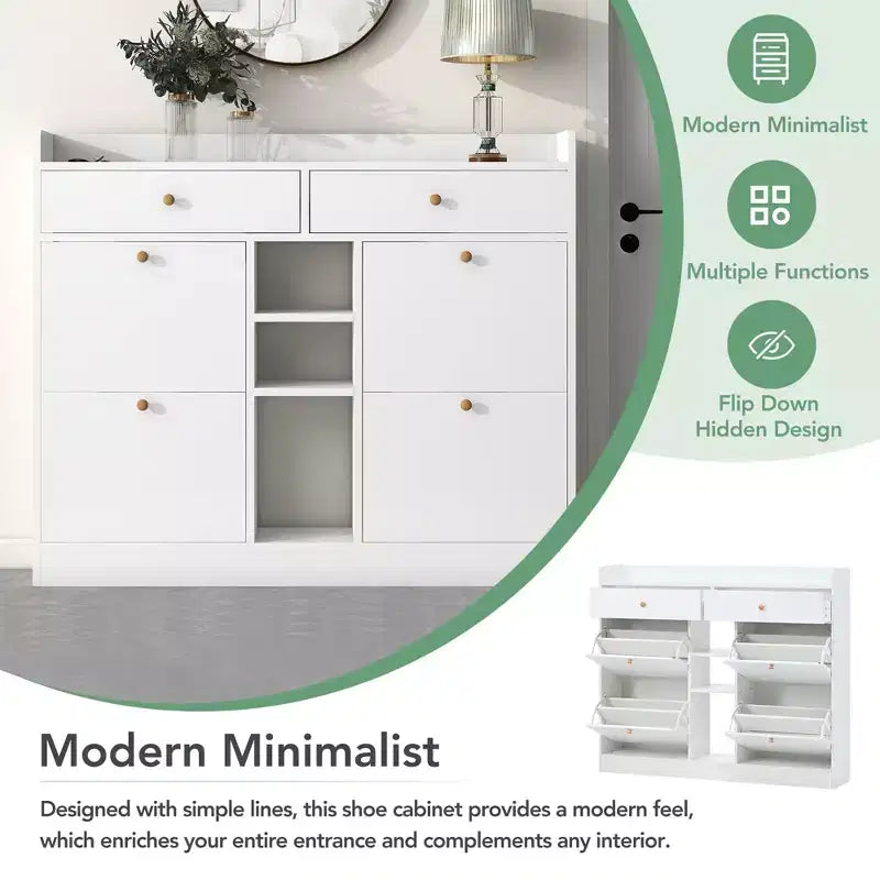 Scarpiera moderna multifunzionale con 4 cassetti a ribalta - ModernLuxe