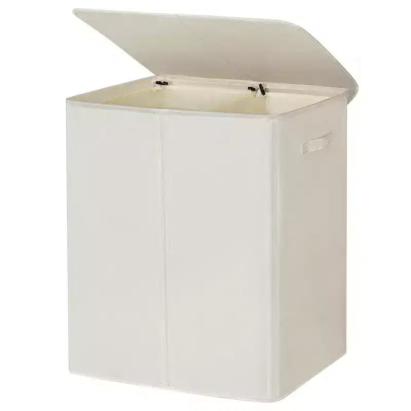 WOWLIVE Cesto Portabiancheria Doppio Pieghevole in Tessuto da 154 Litri con 2 Scomparti, Coperchio e Sacche Rimovibili per Camera da Letto, Dormitorio e Bagno