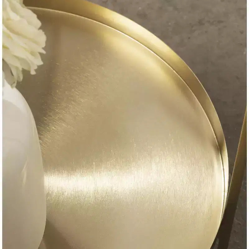 Tavolino Kate and Laurel Lavish rotondo in metallo, diametro 43 cm, oro