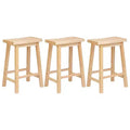 PJ Wood Classic Saddle-Seat 29 Tall Kitchen Counter Stool for Homes, Dining Spaces, and Bars w/Backless Seat, 4 Square Legs, Natural (3 Pack)