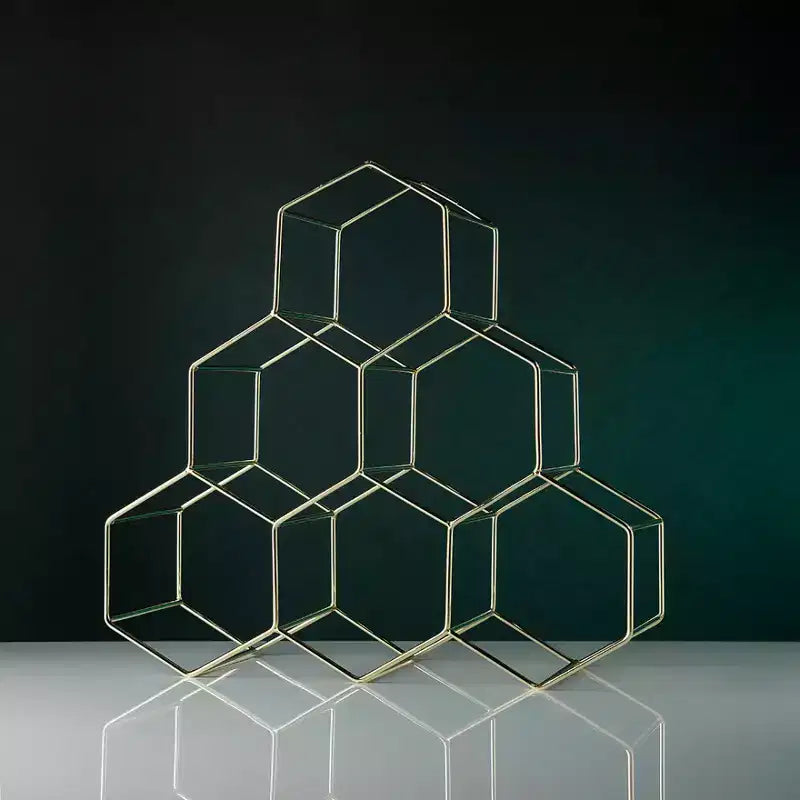 Cantinetta portabottiglie Viski Geo Gold, design a nido d'ape