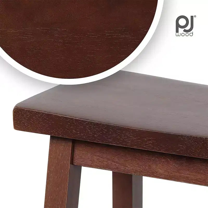 Sgabelli PJ Wood da 29" con seduta a sella, per bancone cucina, case, sale da pranzo e bar, senza schienale e con 4 gambe quadre, noce (set da 4)