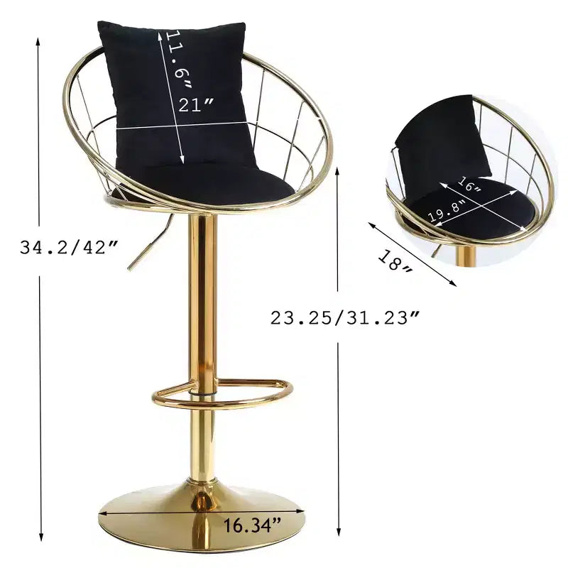 Set di 2 sgabelli da bar girevoli a 360 gradi in stile moderno con base regolabile in metallo - ModernLuxe