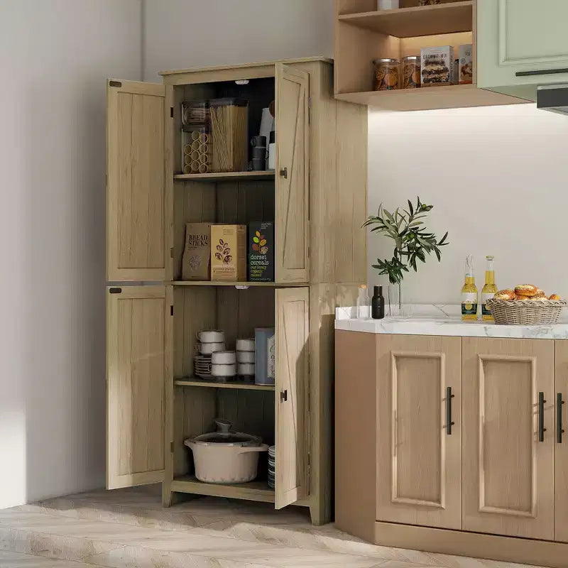 HOMCOM Dispensa da cucina indipendente 72" con 4 ante, armadio organizer con 4 livelli e ripiani regolabili