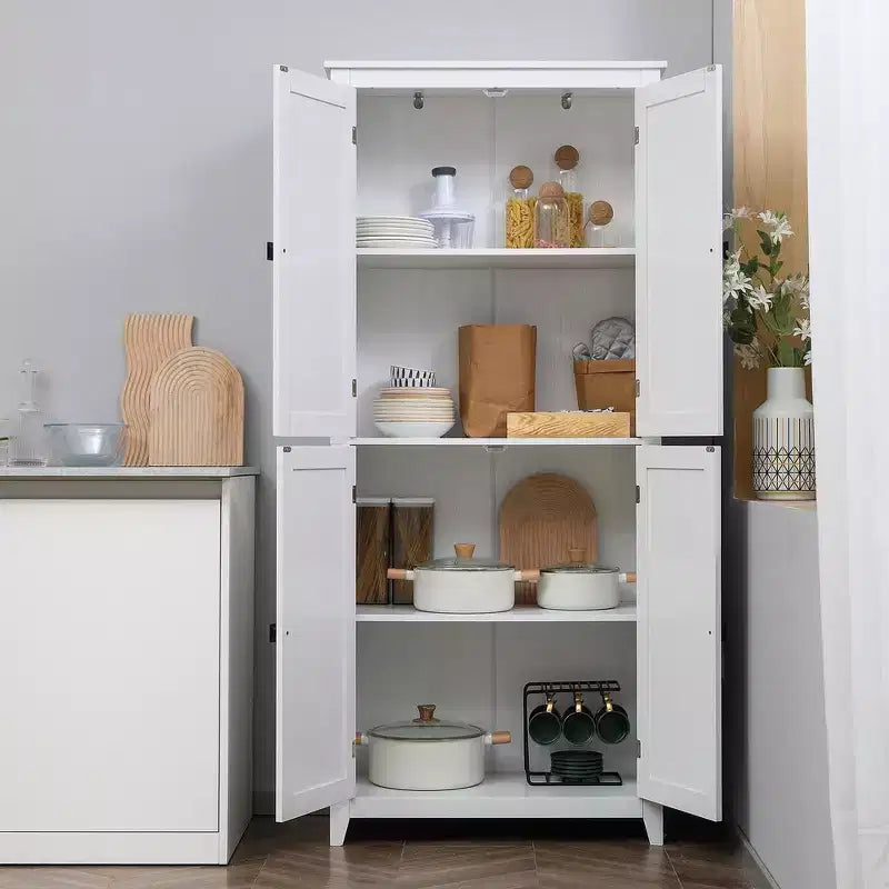 HOMCOM Dispensa da cucina indipendente 72" con 4 ante, armadio organizer con 4 livelli e ripiani regolabili