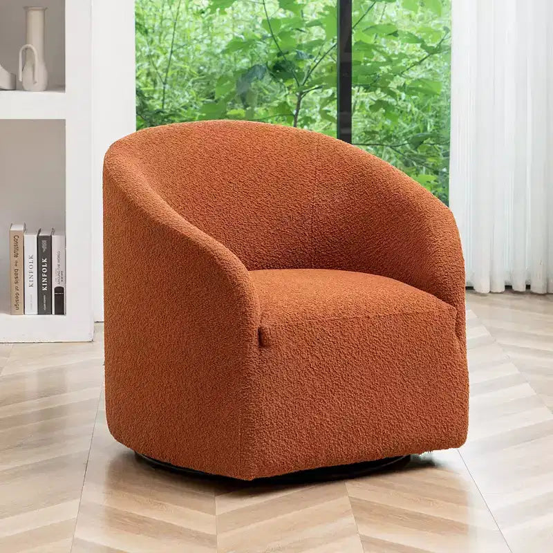 Poltrona girevole a botte con rivestimento in tessuto Boucle, larghezza 32 pollici - Kinwell