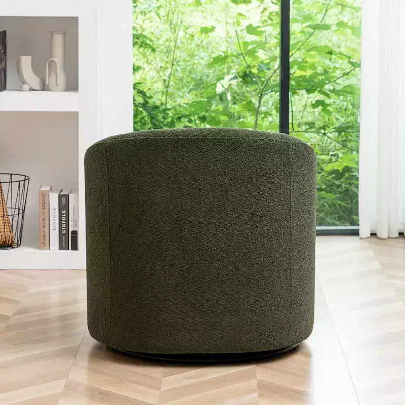 Poltrona girevole a botte con rivestimento in tessuto Boucle, larghezza 32 pollici - Kinwell