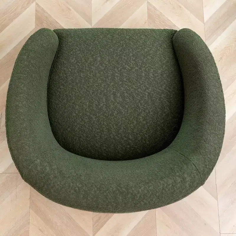 Poltrona girevole a botte con rivestimento in tessuto Boucle, larghezza 32 pollici - Kinwell