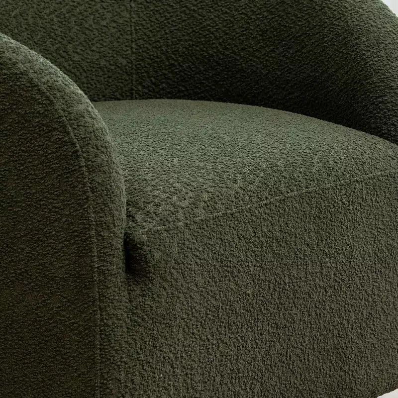 Poltrona girevole a botte con rivestimento in tessuto Boucle, larghezza 32 pollici - Kinwell