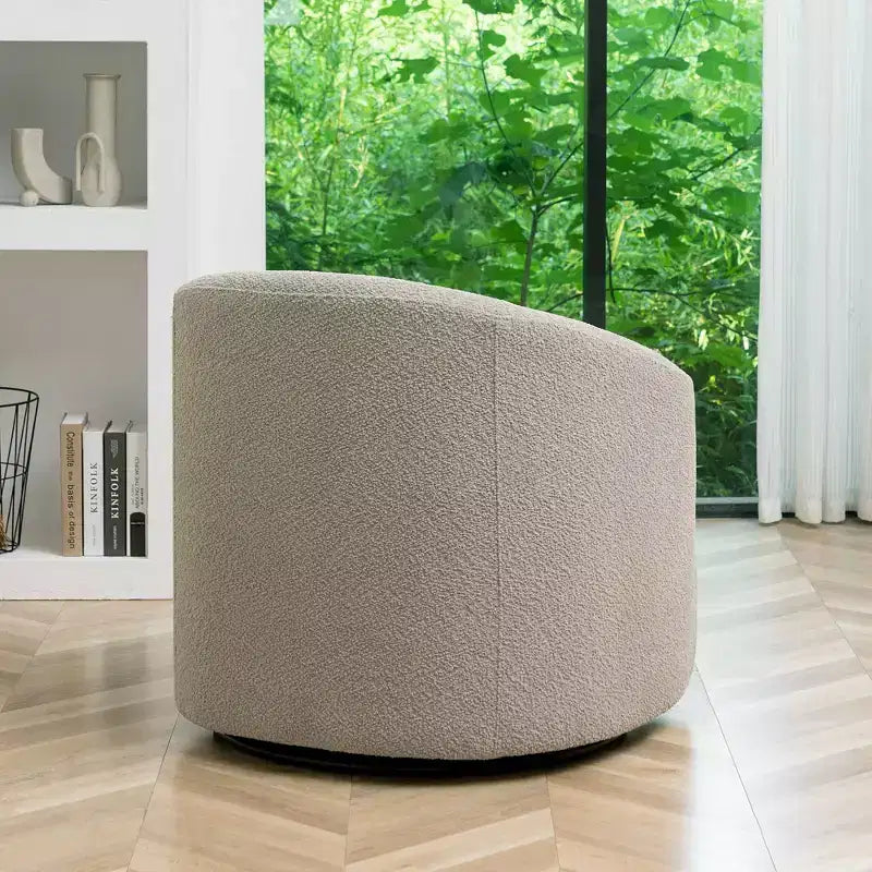Poltrona girevole a botte con rivestimento in tessuto Boucle, larghezza 32 pollici - Kinwell