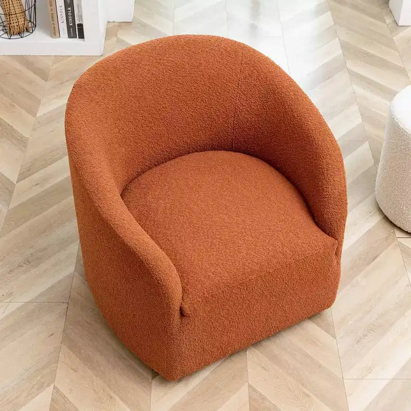 Poltrona girevole a botte con rivestimento in tessuto Boucle, larghezza 32 pollici - Kinwell