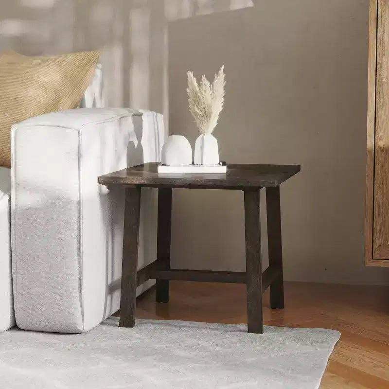 Flash Furniture Eli Tavolino Rustico in Legno Massello, Tavolino d'Appoggio Stile Cavalletto