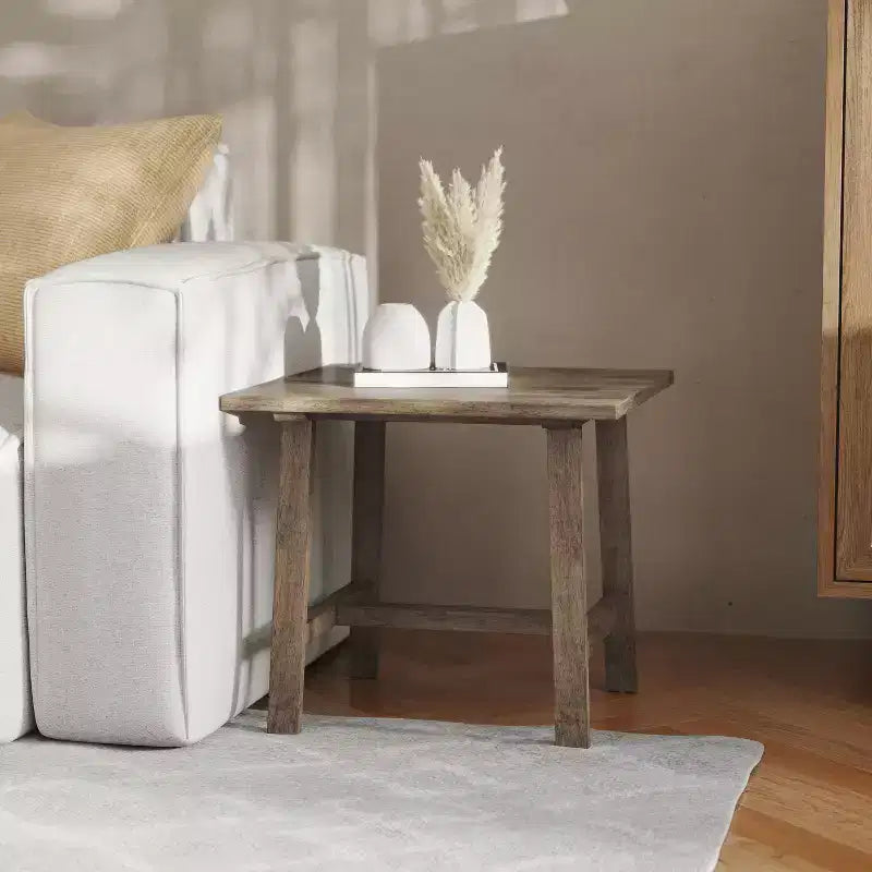 Flash Furniture Eli Tavolino Rustico in Legno Massello, Tavolino d'Appoggio Stile Cavalletto