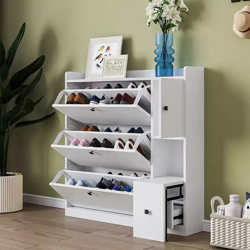 Scarpiera Versatile con 3 Cassetti a Scomparsa e Seduta Ribaltabile - ModernLuxe