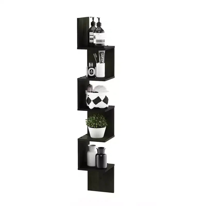 Furinno Libreria angolare a 5 ripiani a forma di S, colore espresso