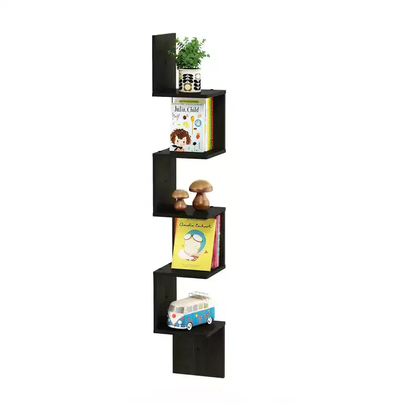 Furinno Libreria angolare a 5 ripiani a forma di S, colore espresso