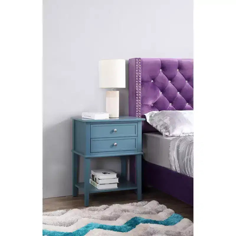 Comodino con 2 cassetti Newton di Passion Furniture (71 cm A x 56 cm L x 41 cm P)