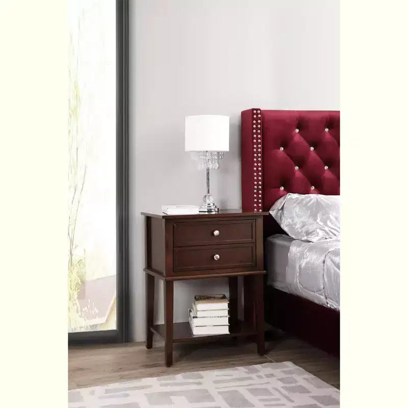 Comodino con 2 cassetti Newton di Passion Furniture (71 cm A x 56 cm L x 41 cm P)