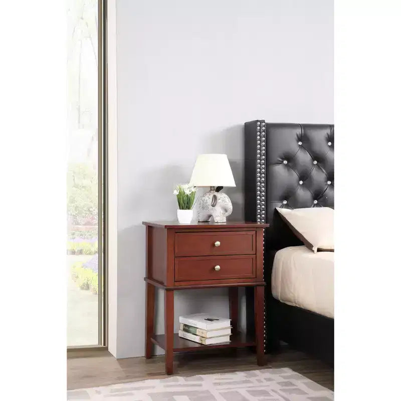 Comodino con 2 cassetti Newton di Passion Furniture (71 cm A x 56 cm L x 41 cm P)
