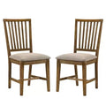 Simple Relax Set of 2 Upholstered Side Chair in Tan and Weathered Oak