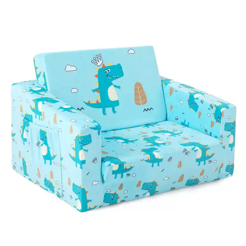 Costway Divano per Bambini Trasformabile 2-in-1 Poltrona Sdraio Pieghevole per Bambini Divano Letto Imbottito