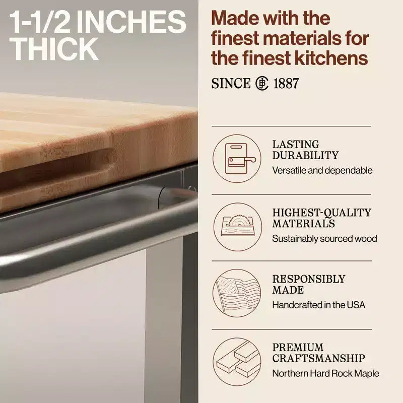 Carrello da cucina John Boos Cucina Culinarte con tagliere rimovibile in legno d'acero