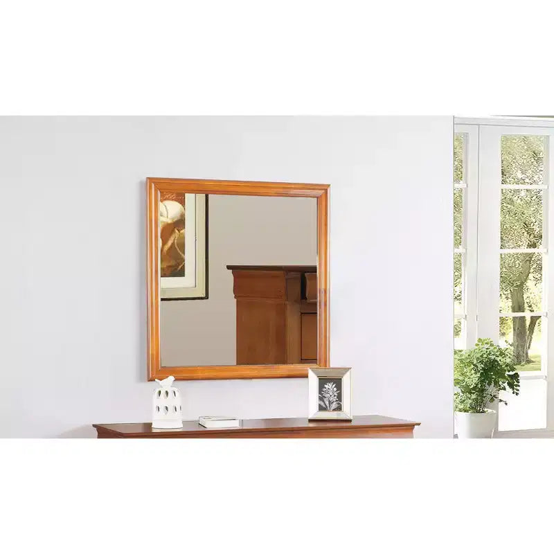 Passion Furniture Specchio da comò classico con cornice in legno, 38" x 38"