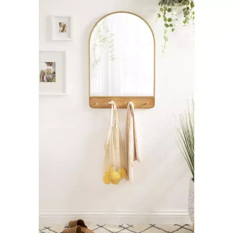 Specchio da Parete ad Arco Kate and Laurel Schuyler con Ganci, 20x31, Naturale