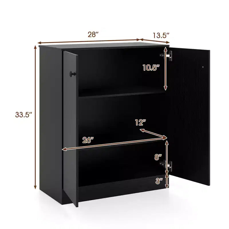 Mobile Contenitore a 2 Ante Costway, Organizer Autoportante con Scaffale a 3 Ripiani, Ingresso, Nero/Marrone
