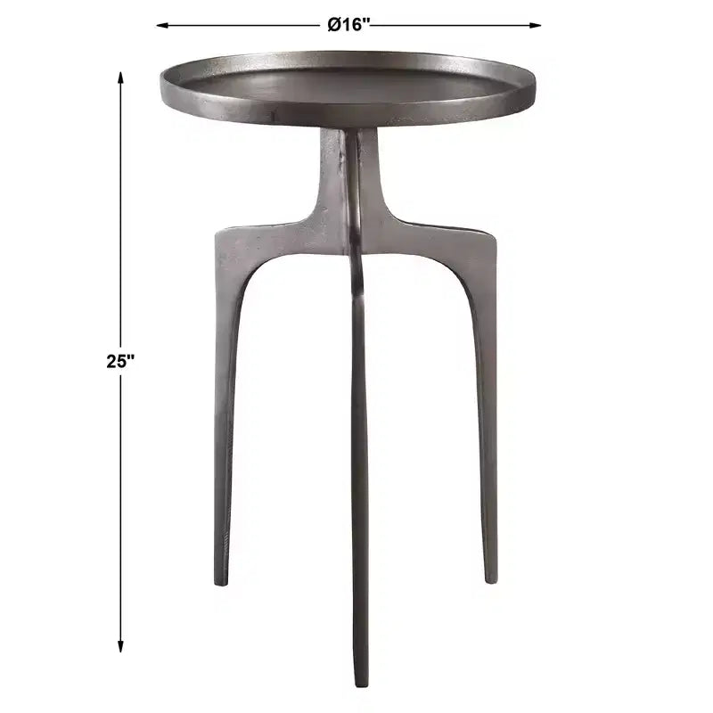 Tavolino d'appoggio Uttermost Kenna, 40 cm di larghezza, in alluminio nichelato testurizzato